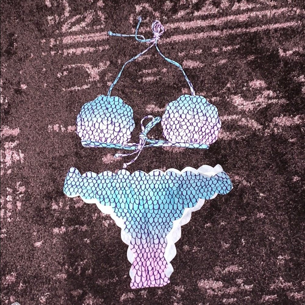 Mermaid Scale Print Ombre Bikini